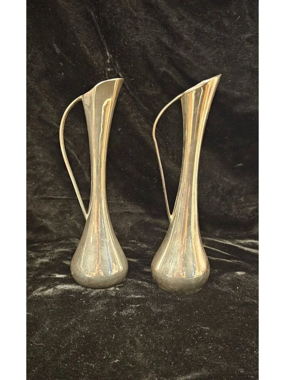 Pair Of Vintage Silver-Plated Bud Vases With Elegant Handles And Tapered Design
